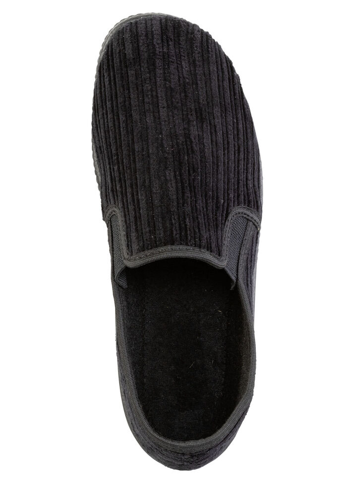 Hausschuh aus Cord-Textilmaterial SCHWARZ