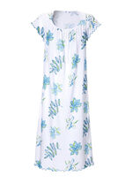 Nachthemd, Kurzarm mit Rundhals WEISS-TÜRKIS