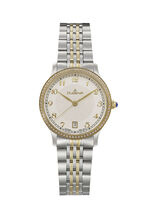 Dugena-Quartz-Damenuhr mit Edelstahlbandgehäuse 