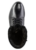 ELENA EDEN Schnür-Stiefelette mit umschlagbarem Lammfellkragen SCHWARZ