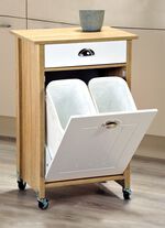 K&uuml;chenwagen mit M&uuml;lltrennsystem EICHE SONOMA-WEISS