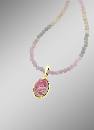 Vergoldeter Anhänger mit Rhodochrosit 