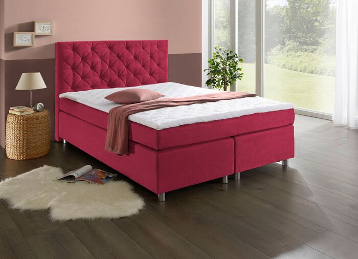 Boxspringbett mit Topper ROT