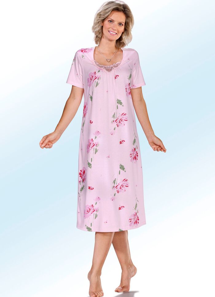 Zweierpack Nachthemden mit kurzen &Auml;rmeln und Spitze 