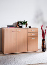 Moderne Kommodenserie mit silberfarbenen Kunststoffgriffen BUCHE