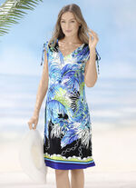 Laurina Kleid mit Bordürendruck und überschnittenen Ärmeln 