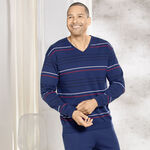 Interlock-Schlafanzug mit V-Ausschnitt und Bündchenabschlüssen 