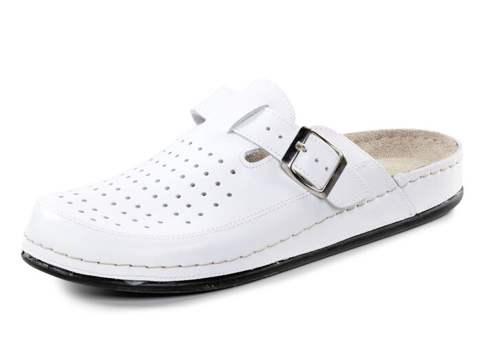 Pantolette aus Nappaleder mit luftiger Perforation WEISS