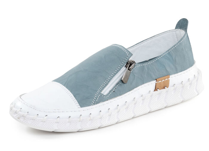 ELENA EDEN Slipper mit Knitter-Struktur JEANS-WEISS