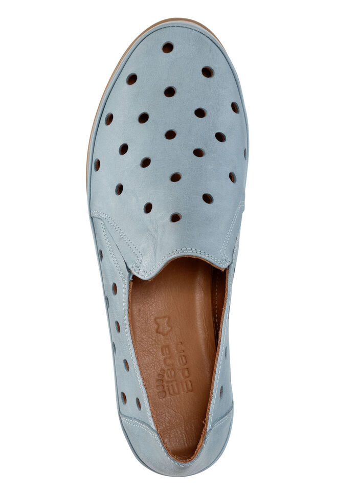 ELENA EDEN Slipper aus weichem Nappaleder mit Lochungen BLEU