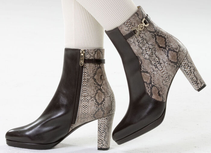 Peter Kaiser, trendige Damen-Stiefeletten, mit Reißverschluss TAUPE-MOKKA