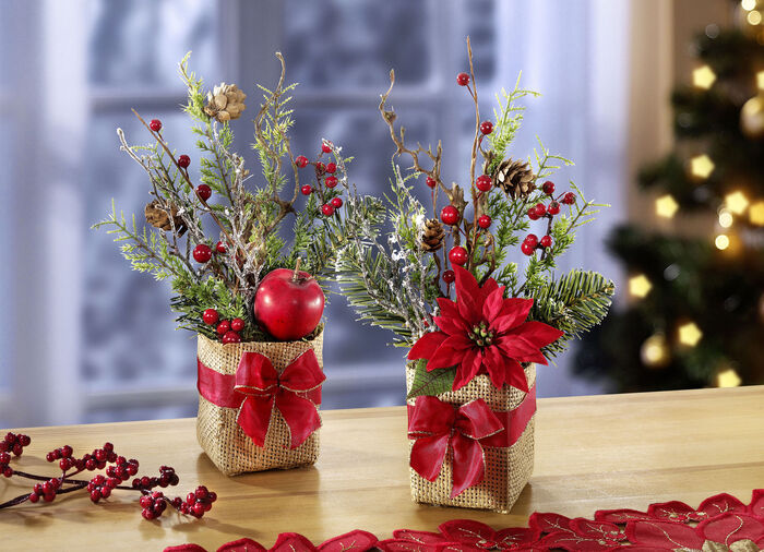 Gesteck im Jutesack, 2er-Set 