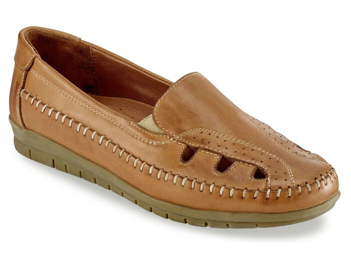 Gemini Slipper mit seitlichen Gummizügen COGNAC
