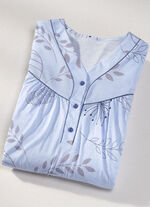 Zweierpack Nachthemden, 3/4 -langen Ärmeln mit Knopfleiste 1X BLEU-BUNT, 1X BLEU