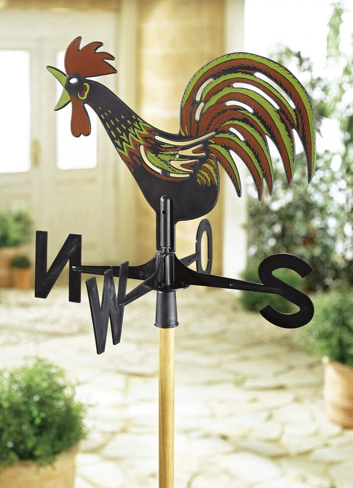 Wetterhahn aus zweifarbig bemaltem Kunststoff 