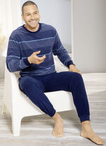 Schlafanzug aus Frottierstretch mit Bündchenabschlüssen  