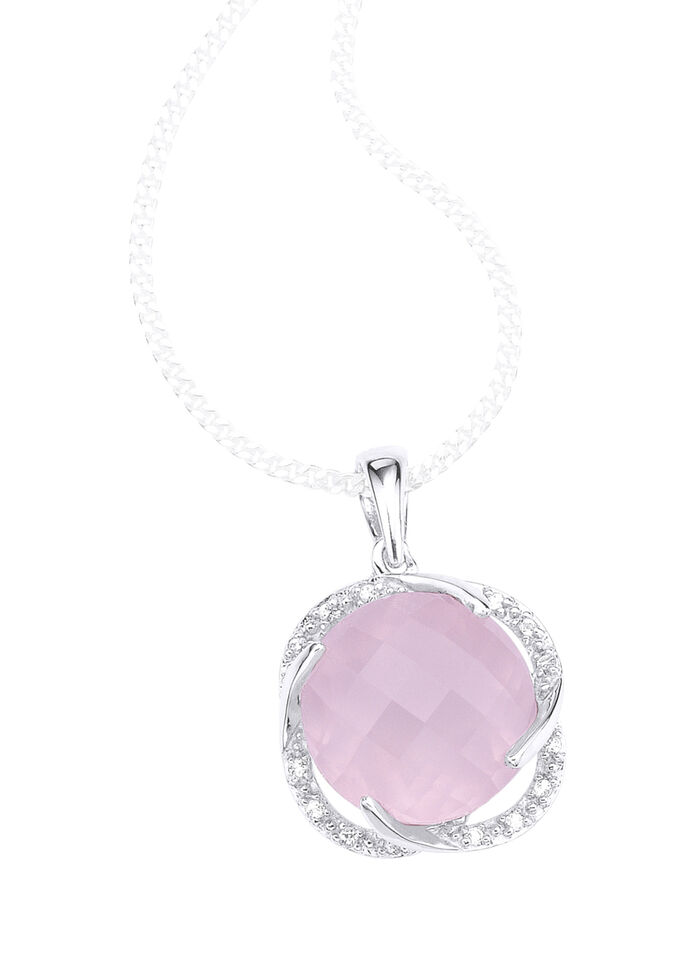 Anhänger mit Rosenquartz und Weißtopas 