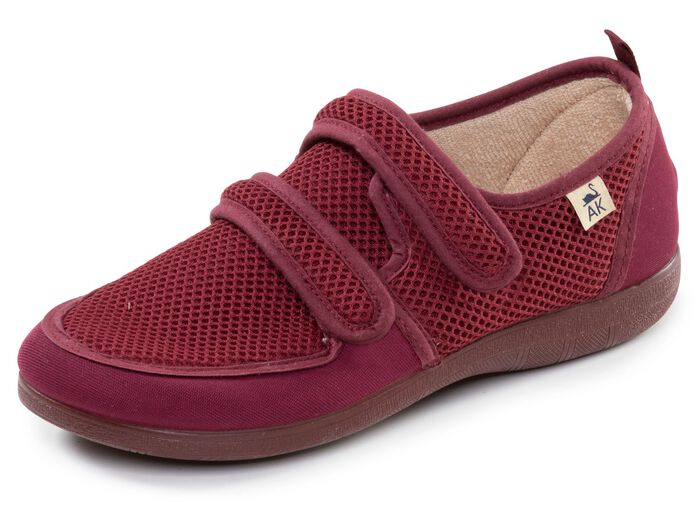 Bequeme Damen-Klettschuhe, Weite H, aus Mesh und Textilmaterial BORDEAUX