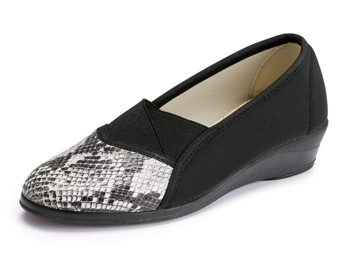 Slipper aus elastischem Textilmaterial SCHWARZ-GRAU