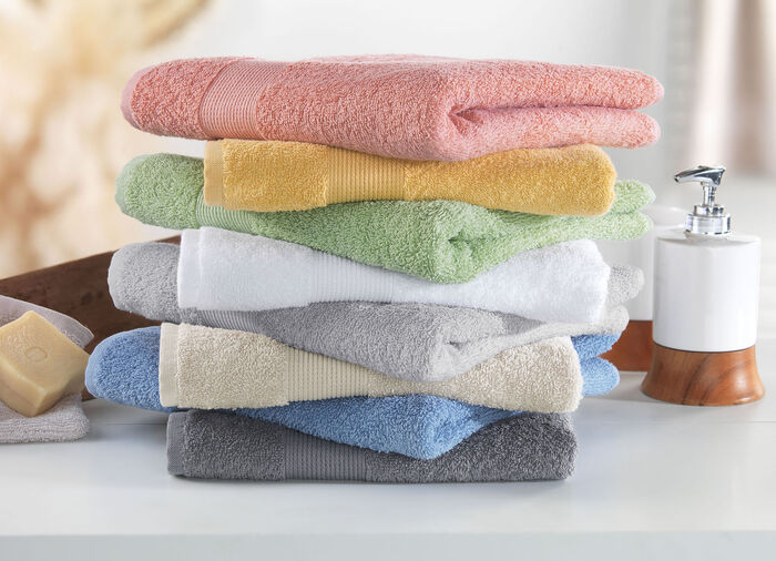 Kuschelige Frottier-Serie mit Bordüre BLAU