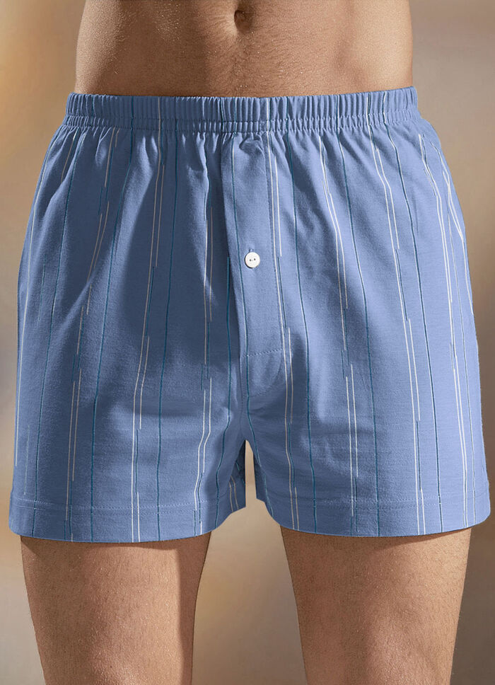 Viererpack Boxershorts, mit Eingriff, uni gestreift 