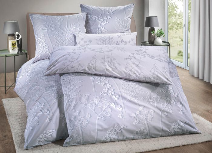 Wendebettw&auml;sche-Garnitur aus 100% Baumwolle SILBER