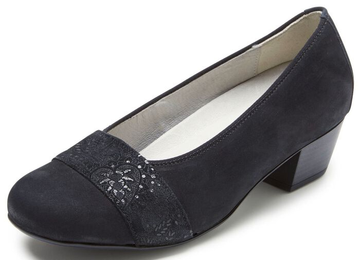 Waldl&auml;ufer, bequeme Damen-Pumps, Weite K, mit herausnehmbarem Fu&szlig;bett SCHWARZ