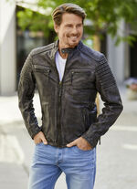 Lederkurzjacke mit Zierstepp 