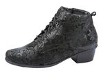 Waldl&auml;ufer Schn&uuml;r-Stiefelette mit floraler Pr&auml;gung SCHWARZ