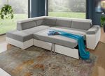 Polsterecke mit Bettfunktion GRAU-WEISS