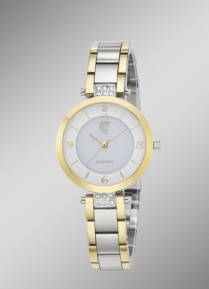 ETT-Solar-Damenuhr mit Edelstahlbandgehäuse 