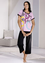 Schlafanzug, kurze Ärmel, 7/8 lange Hose mit Dehnbund 