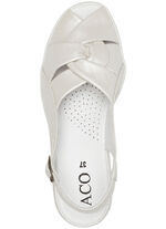 ELENA EDEN, elegante Damen-Sandalen, Weite G, aus Leder PERLWEISS