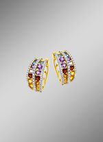 Multicolor Klappcreolen mit Edelsteine und Brillanten 