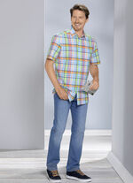 Kariertes "King's Road"-Hemd TÜRKIS-LIMETTE-BUNT KARIERT