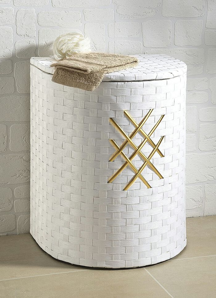 W&auml;schekorb aus Groundwood mit Goldglitter-Applikation 