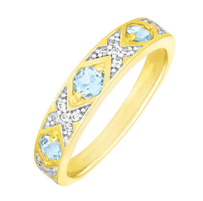 Eleganter Damenring mit Blautopas und Zirkonia 