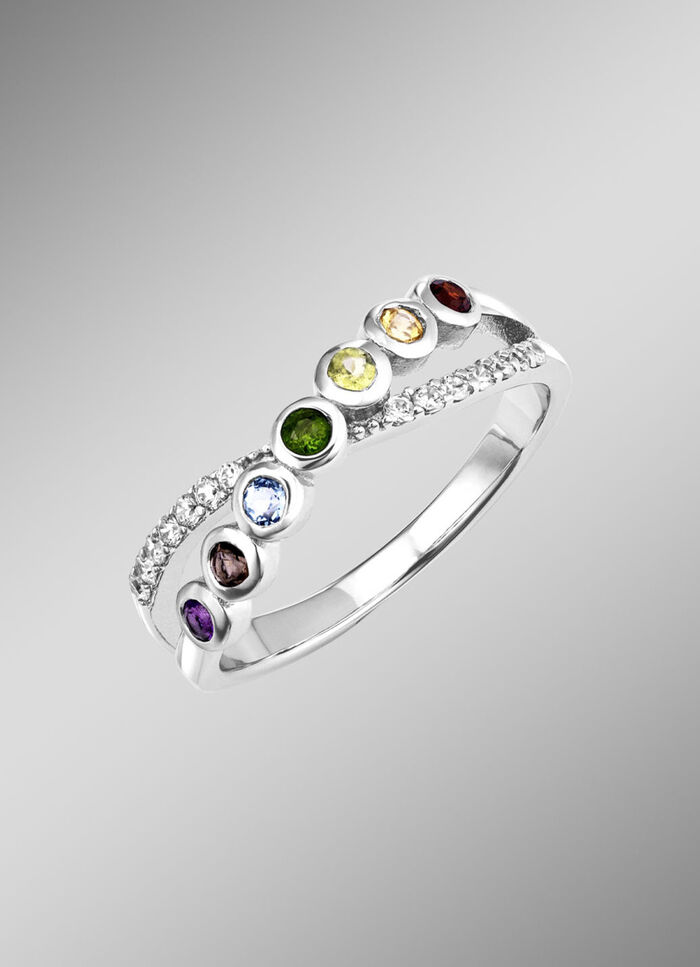 Strahlende Eleganz: Damenring mit echten Edelsteinen 