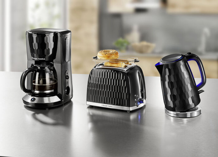Russell Hobbs Frühstücksserie Honeycomb aus Hochglanz-Kunststoff SCHWARZ