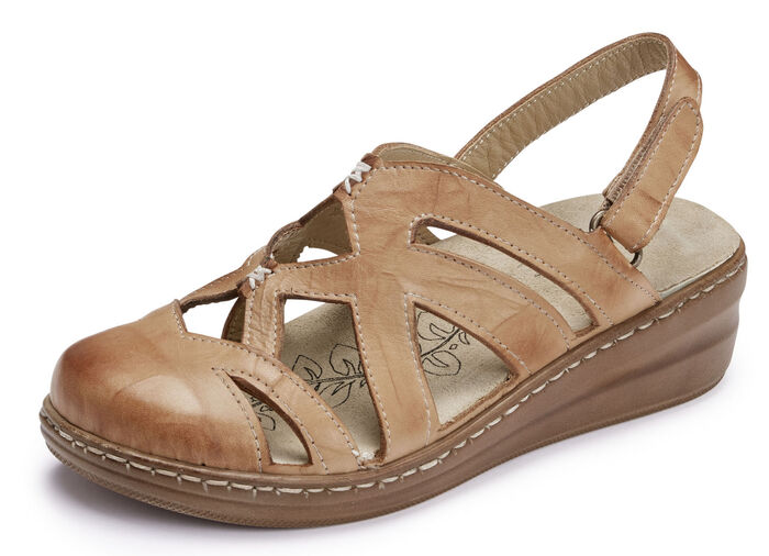 Gemini Sandale aus schattiertem Rind-Nappaleder COGNAC