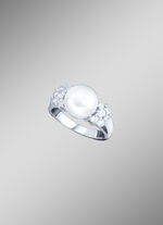 Damenring mit Süßwasser-Zuchtperle und synthetischen Zirkonia 