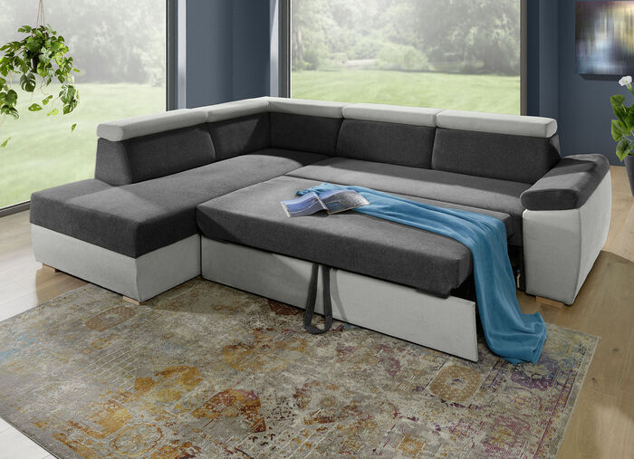Polsterecke mit Bettfunktion ANTHRAZIT-GRAU