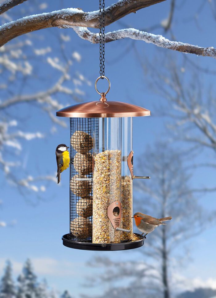 Vogelfutters&auml;ule Trio im Kupferlook 