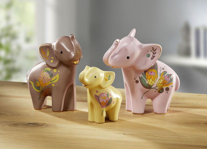 Handgefertigte Goebel Porzellan-Elefanten ROSA