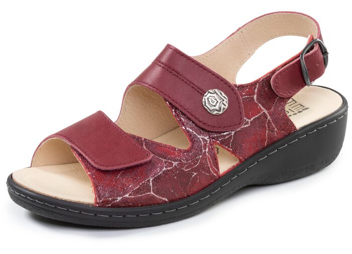 ELENA EDEN, bequeme Damen-Sandalen, Weite H, mit herausnehmbarem Fu&szlig;bett BORDEAUX