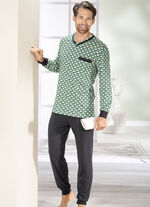 Schlafanzug mit V-Ausschnitt und  Bündchenabschlüssen 