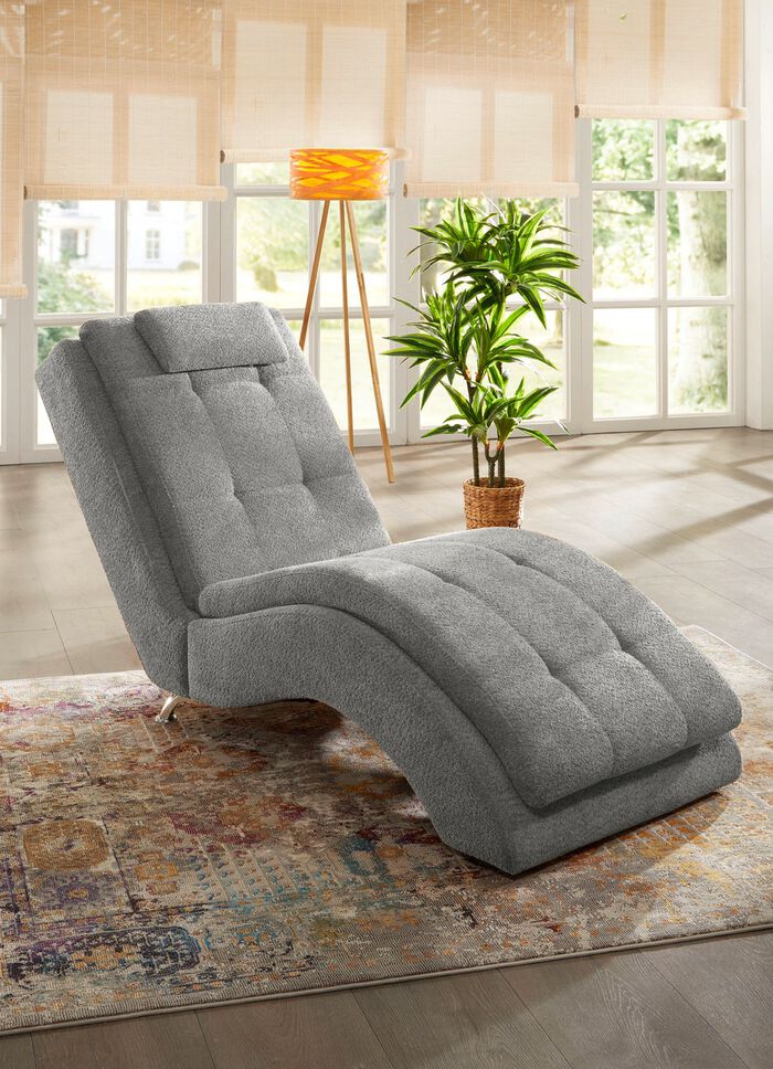 Relaxliege mit Kopfkissen und Knopfsteppung 