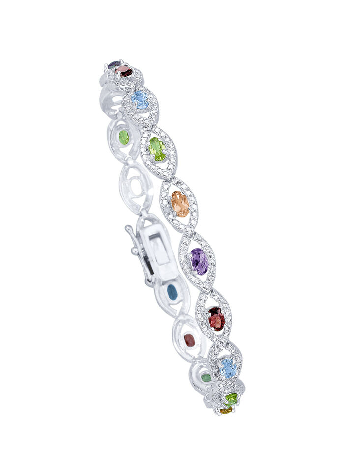 Armband mit echt Granat, Blautopas, Citrin, Amethyst und Peridot 