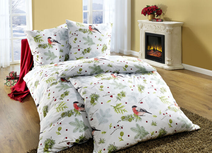 Flanell Bettwäsche-Garnitur mit Reißverschluss HELLBLAU