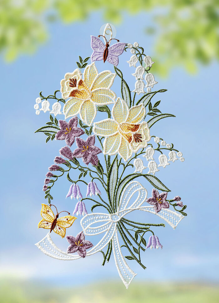 Fensterbild aus echter Plauener Spitze 